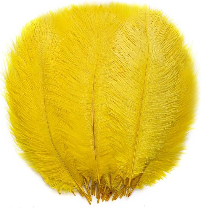 YAKRUNA 30PCS Yellow Ostrich Feathers Bulk 12-14 Inches by YAKRUNA