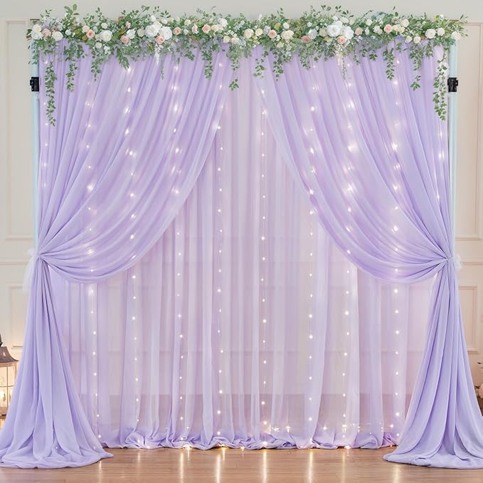 10ft x 7ft Lavender Chiffon Backdrop Curtain - Image 2
