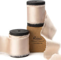 Ribbli Light Champagne Silk Satin Ribbon 1.5 Inch x 12 Yard Handmade Frayed by Ribbli