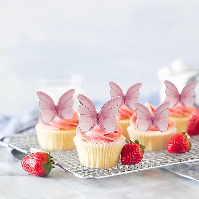 Ephlyn 48Pcs Edible Butterfly Cupcake Toppers Cute 3D Butterfly Cake Picks - Image 5