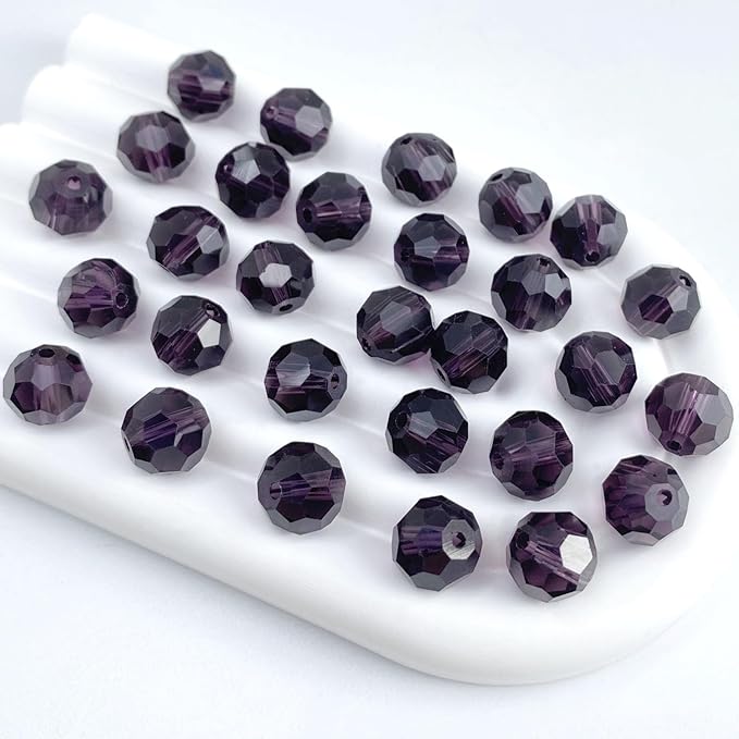 200 PCS 6mm Crystal Glass Beads Round Multiple Faceted Loose Spacer Glass Beads by Tingoons