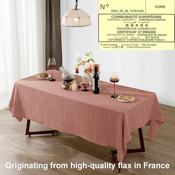 Talasily Linen Tablecloth 100% Pure Linen Table Cloth 60x108 Inches Rectangle - Image 3
