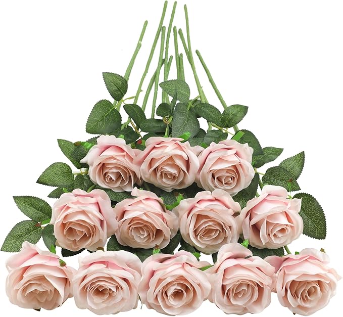 Tifuly Champagne Pink Roses Artificial Flowers by Tifuly