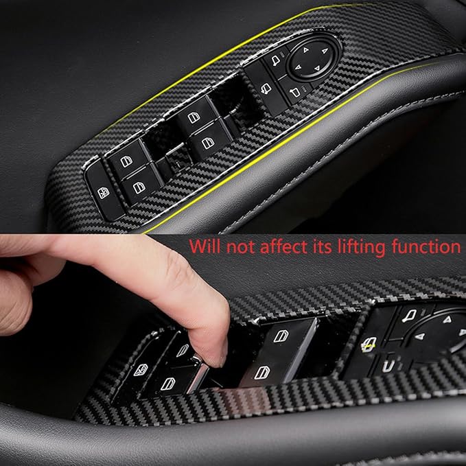 4pcs Carbon Fiber Style Front Rear Doors Window Glass Lift Switch Panel Cover - Image 6