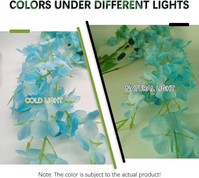 24 Pack Lake Blue Wisteria Hanging Flowers Garland, 3.77 Feet Artificial Flower - Image 2