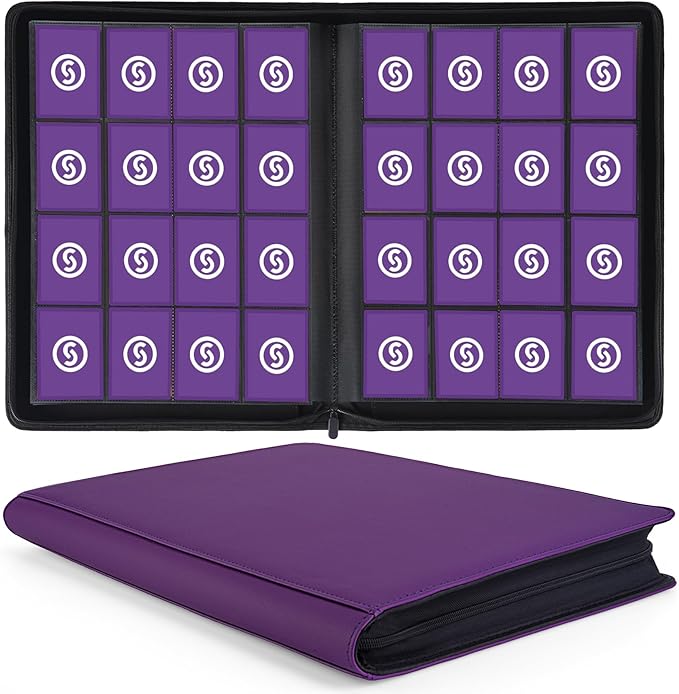 1000+ Pockets Trading Card Binder, Premium 16 Pocket Card Binder, Ringless Side by SMYV