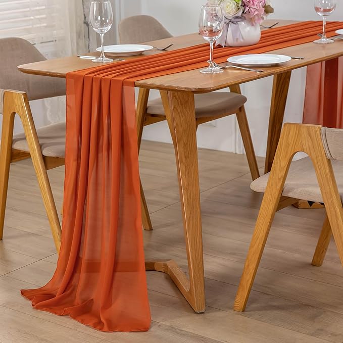 10 Pack 10ft Terracotta Chiffon Table Runners Wedding Table Runner Sheer - Image 7
