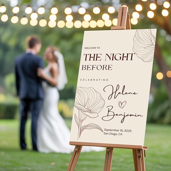 Custom Bride & Groom Wedding Welcome Sign, Personalized Welcome to The Night - Image 2