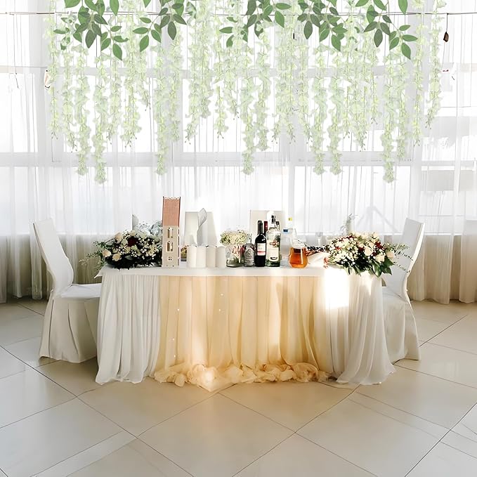 24 Pcs of Wisteria Hanging Flowers, 3.75 Feet Fake Wisteria Flower Strings - Image 5