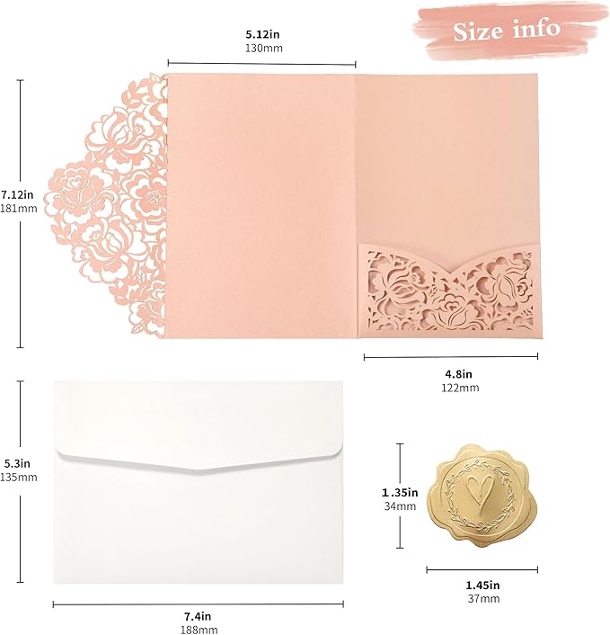 DORIS HOME 50pcs Laser Cut Quinceanera Invitation Pockets - Image 2