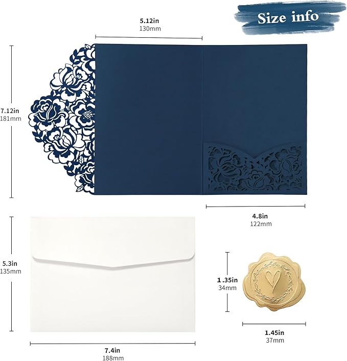 DORIS HOME 50pcs Laser Cut Wedding Invitation Pockets - Image 2