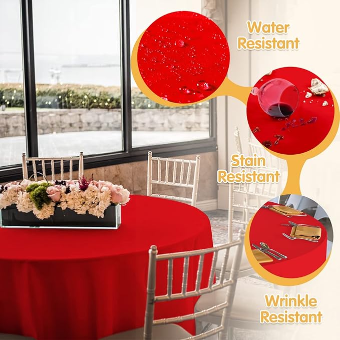 BRILLMAX 8 Pack Red Round Tablecloths 90 Inch - Image 3