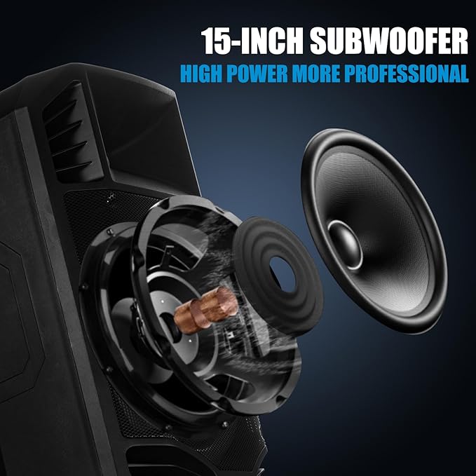 EXOTON S-1501 15 Inch Portable Rechargeable PA Speaker - 1600W - Image 3