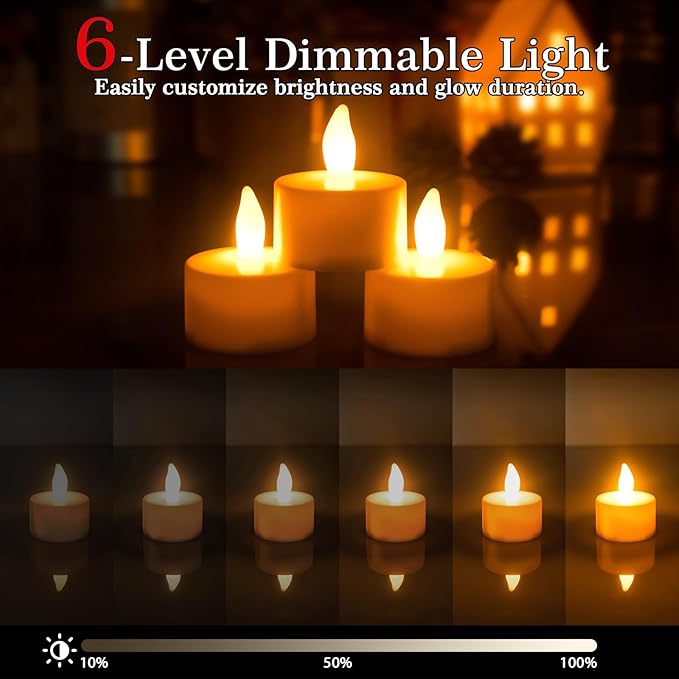 HL Flameless Candles with Remote & Charging Base, LED Votive TeaLights Yellow - Image 2