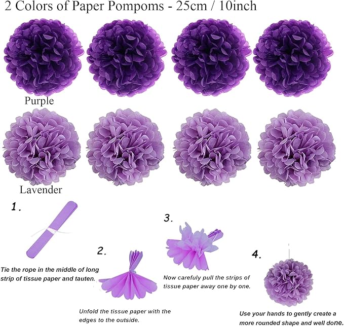 ZERODECO Party Decoration, Pom Poms Flowers, Garlands String Polka Dot and - Image 4
