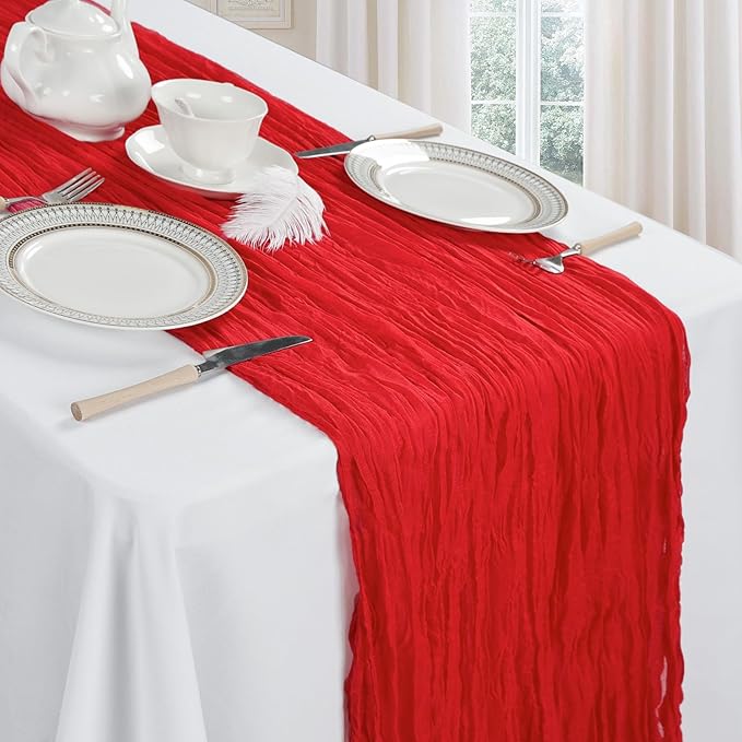 6 Pack Red Cheesecloth Fall Table Runner 10ft Boho Gauze Fabric Cheese Cloth - Image 3
