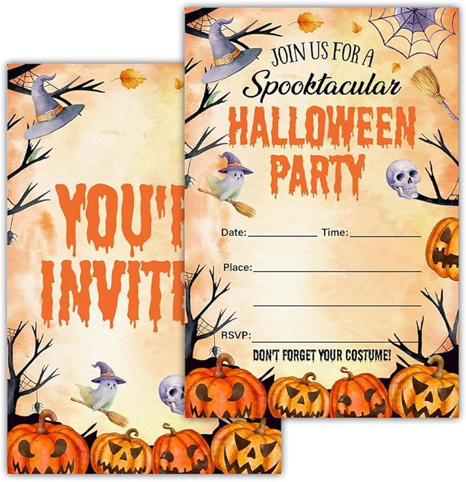 Halloween Party Invitations, Spooky Pumpkins Halloween Party Fill in Invites by RNYJJ