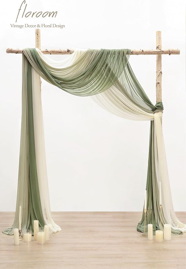 Floroom Wedding Arch Draping Fabric 3 Panels 20Ft Chiffon Fabric Drapes Arbor - Image 2