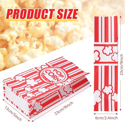 1200 Pcs Paper Popcorn Bags Bulk 2 oz Large Flat Bottom Boxes Red and White - Image 3
