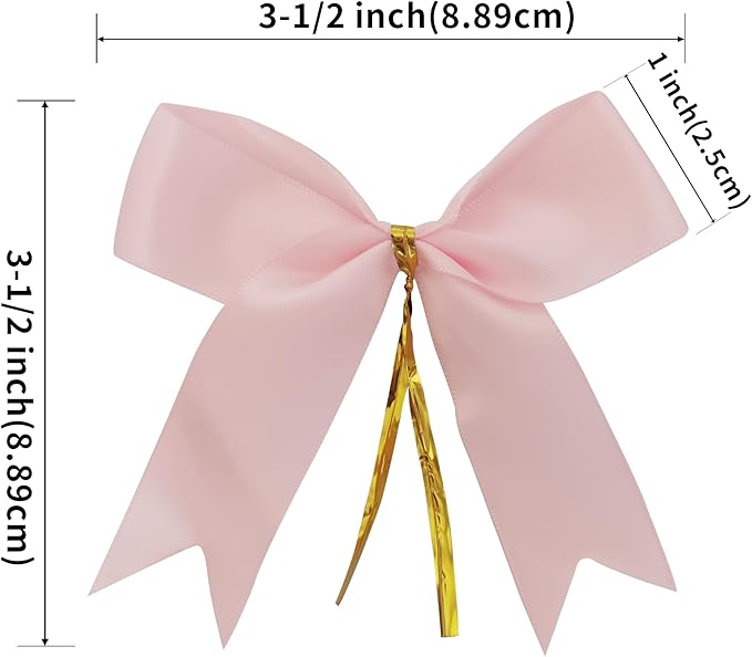 50pcs 3.5" Double Face Satin Pink Bows - Image 3