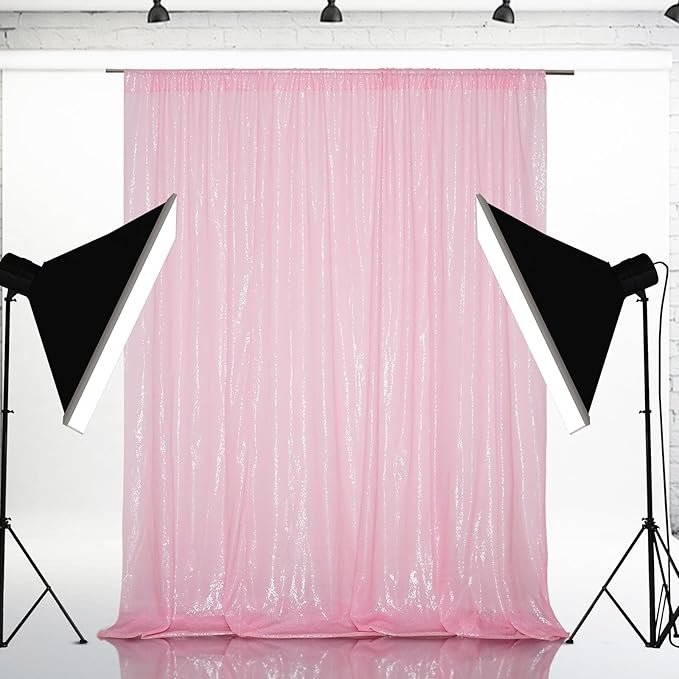 Eternal Beauty Pink Sequin Backdrop, 7x7 Ft Glitter Background Curtains by EternalBeauty