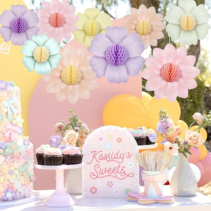 SUNBEAUTY 9 PCS Pastel Rainbow Party Decorations 10 Inch Giant Paper Flowers 3D - Image 4