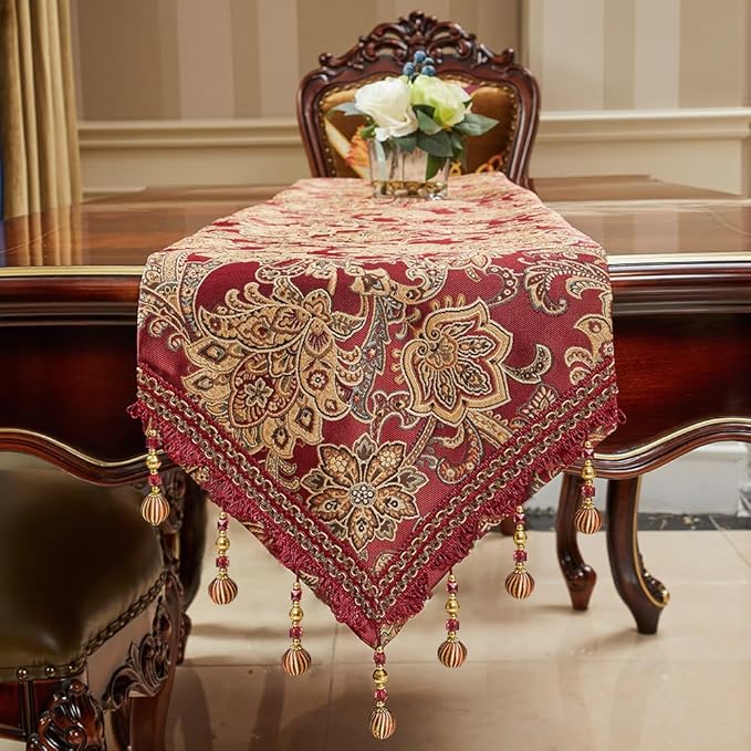 Luxury Vintage Table Runners 72 inches Long Embroidery Jacquard Fabric - Image 8
