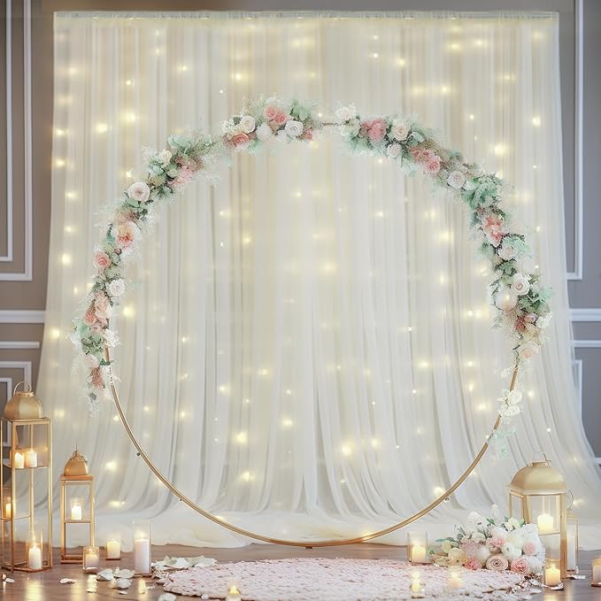 10×10ft Cream White Tulle Backdrop Curtain - Image 8