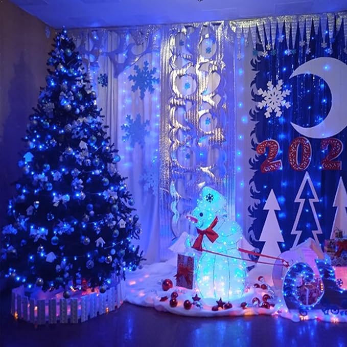 YEGUO 66ft 200 LED Blue Christmas Lights Outdoor Waterproof, Twinkle Tree - Image 8
