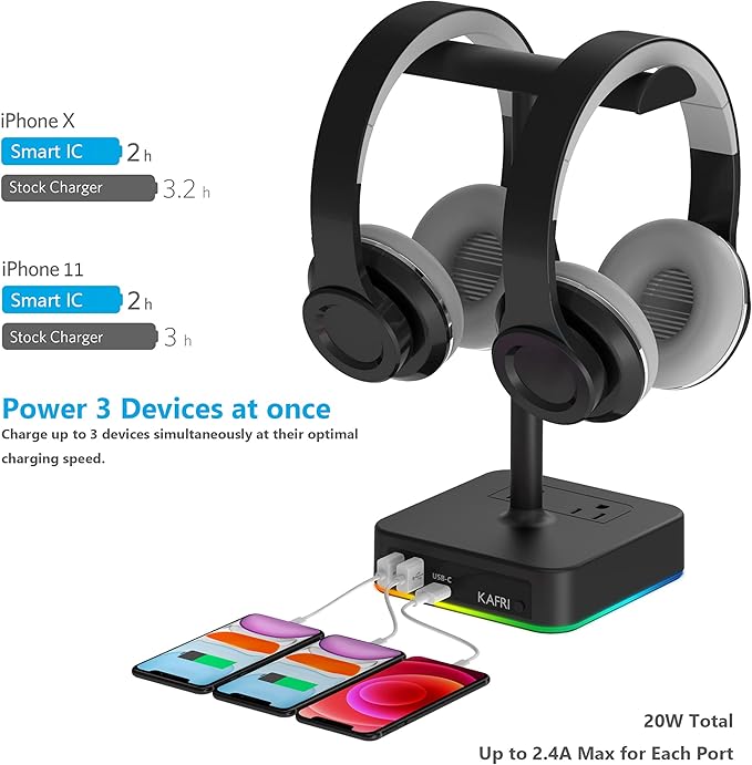 KAFRI RGB Dual Headphone Stand - Image 3