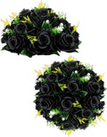 BLOSMON Flower Balls Wedding Rose Centerpieces 2 Pcs Black Fake Flowers Kissing by Blosmon