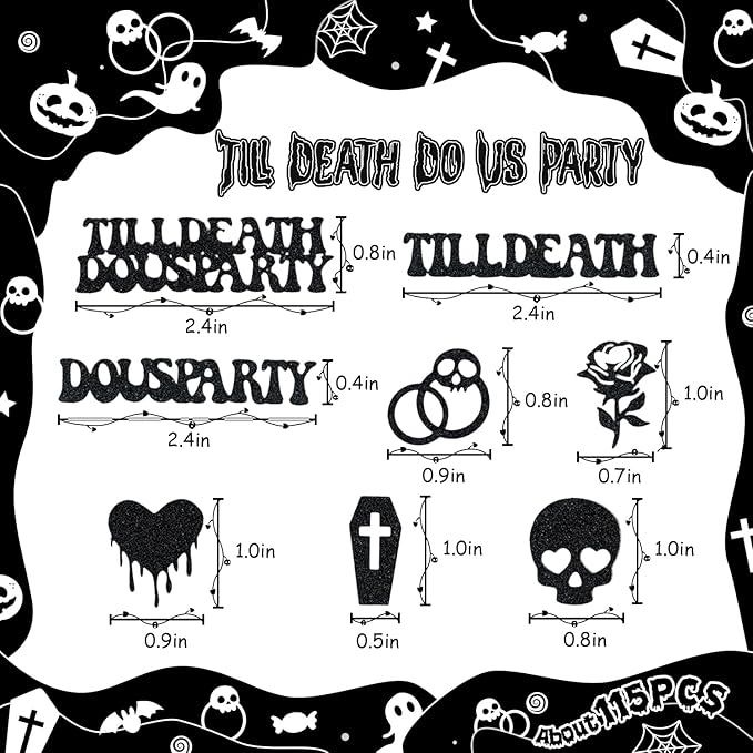 Till Death Do Us Party Confetti, Glitter Halloween Bachelorette Party Table - Image 5