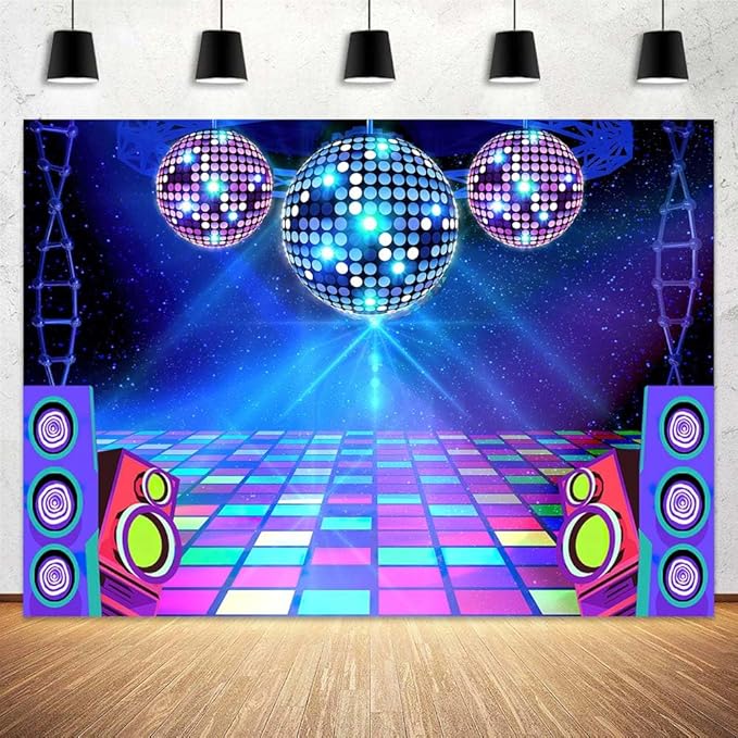 Disco Backdrop 7 x 5 ft Retro Glow Party 70s 80s 90s Theme Stage Dance - Image 2