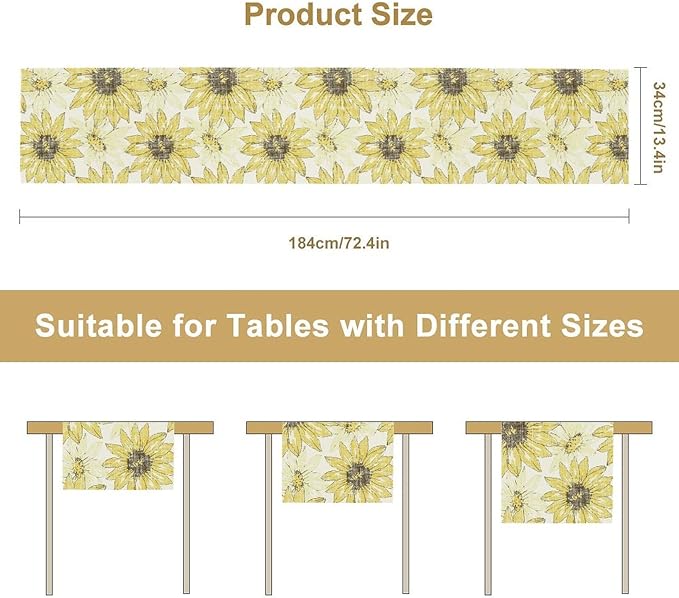 Chrysanthemum Vintage Floral Table Runner, Elegant Grunge Gray Sunflower Spring - Image 3