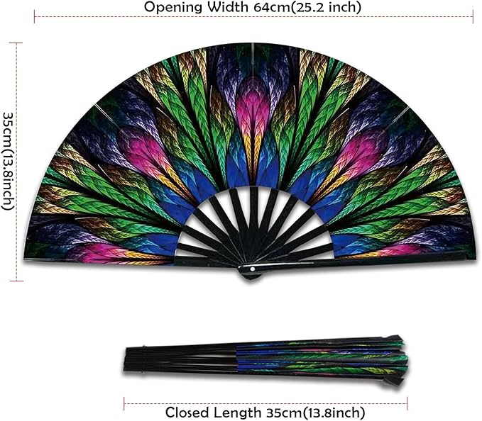 Rave Fan, Large Folding Hand Fan - Image 2