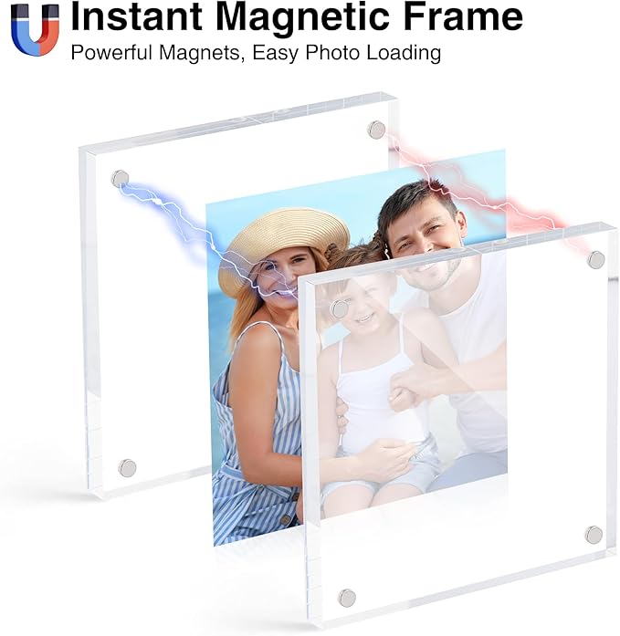 HOUSE DAY Acrylic Picture Frames 4x4, 3 Pack Magnetic 4 x 4 Picture Frame - Image 2