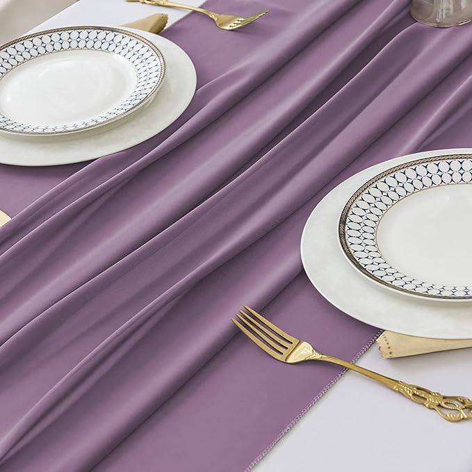 2 Pack 10 Ft Chiffon Table Runner Lavender Gauze Long Table Runners 27x120 - Image 5