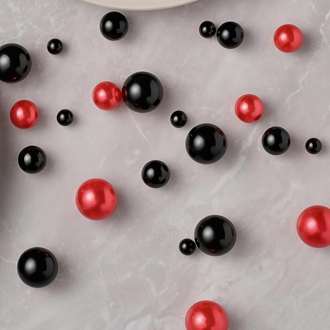 200 Pcs Vase Filler Beads Black and Red Pearl Beads - Image 5