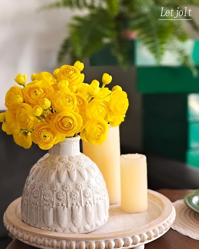 Letjolt Ranunculus Artificial Flower Yellow Silk Flowers Faux DIY Bouquet - Image 4