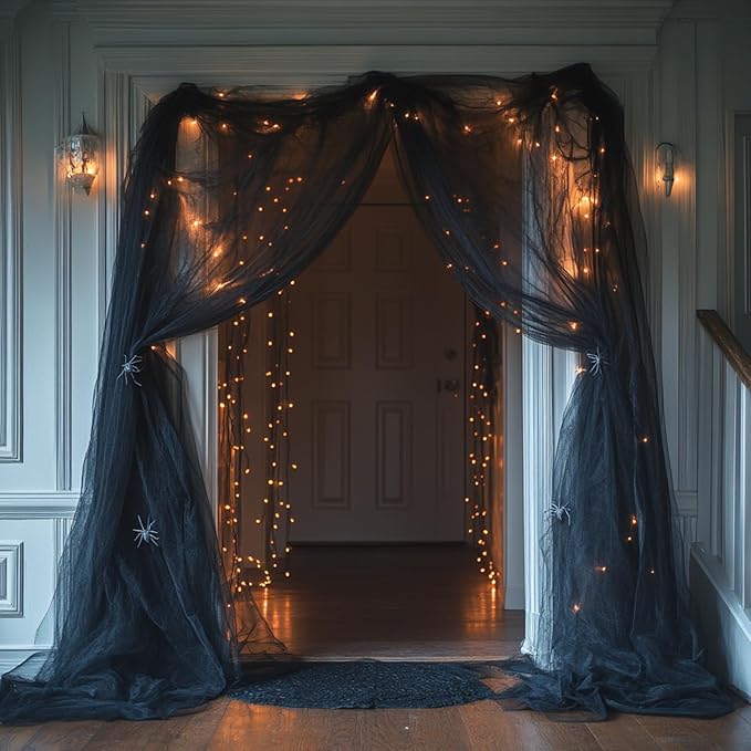 10x10ft Black Tulle Backdrop Curtain - Image 3