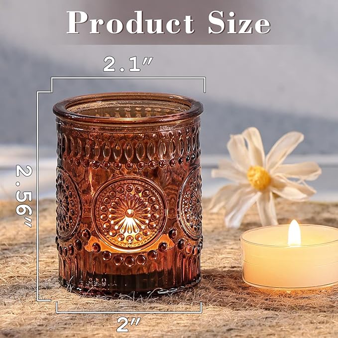DARJEN Amber Votive Candle Holders Set of 36- Glass Candle Holders Bulk - Image 2