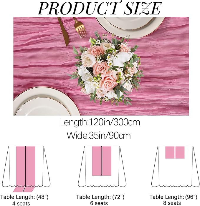 16PCS Dusty Rose Cheesecloth Table Runner 10FT Table Runner Cheesecloth - Image 2
