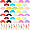 80 Pieces Paper Hand Fan and Organza Hand Fan Bags Bamboo Folded Hand Fan Paper by Yookeer