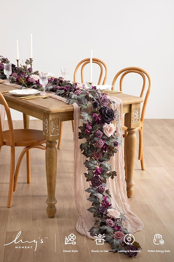 Ling's Moment Flower Garland - 6FT Eucalyptus & Rose - Sweetheart Table Decor - Image 2