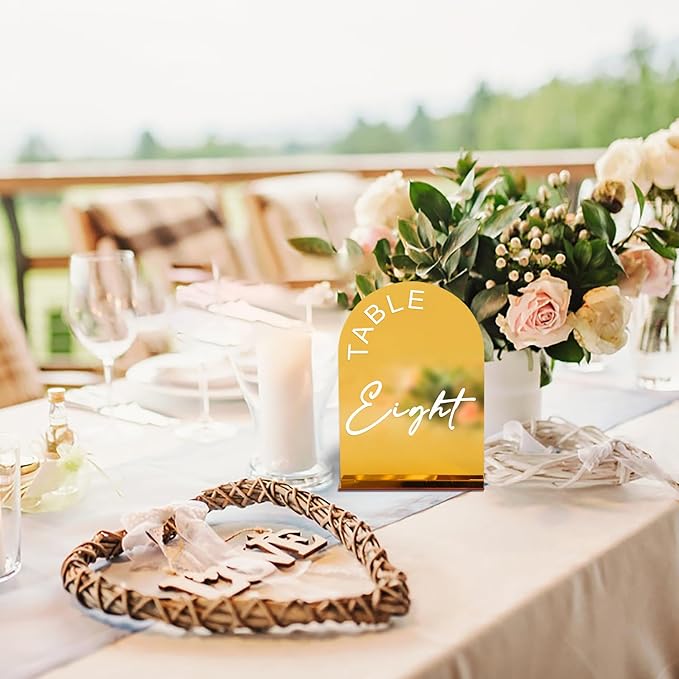 Gold Mirror Arch Wedding Table Numbers 1-30 - Image 4
