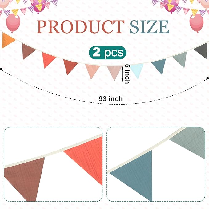 Oudain 15.5 ft Pennant Banner Flags, Each 7.75 ft - Image 2