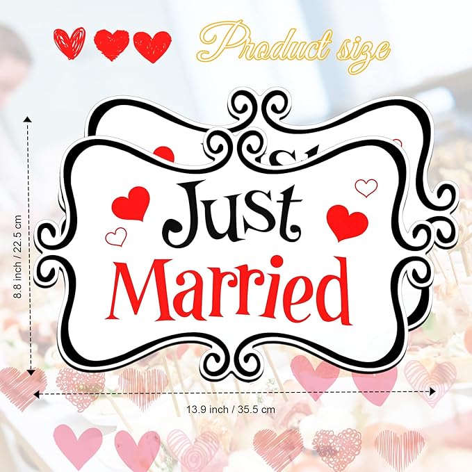 2 Pcs Large Just Married Car Decorations Just Married Car Magnets Sign - Image 3