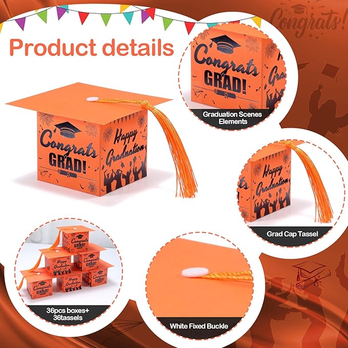 COTOPHER 36 Pack Mini Graduation Cap Gift Boxes - Image 4