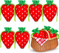 Whaline 12Pcs Strawberry Shaped Treat Bags Red Green Strawberry Drawstring Bags by Whaline