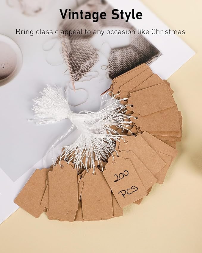 Uniclife 200 Pcs Writable Brown Kraft Paper Tags, 1.8" x 1.05" - Image 4